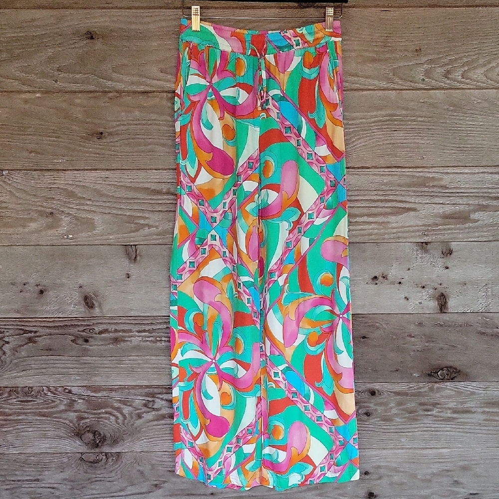 Emily Van Den Bergh Size Small (36) Colorful Patterned Wide-Leg Pants
